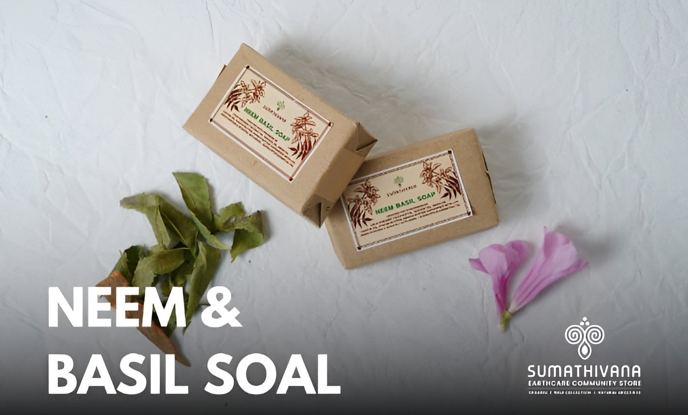 ๐ฟ 100% Organic Neem Basil Soap (Neem & Tulsi Herbal Soap) (1peice)