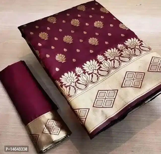 Jacquard Printed Saree for Women (Red, 6.3 m)