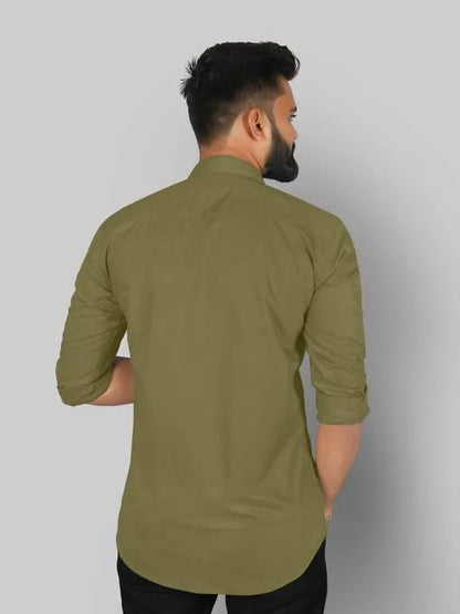Men’s Mehandi Slim Fit Formal & Casual Shirt Full Sleeve Solid Shirt Pack of 1