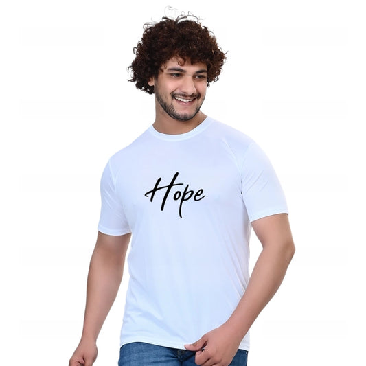 Round Neck Printed T-Shirt for Men (White, S)