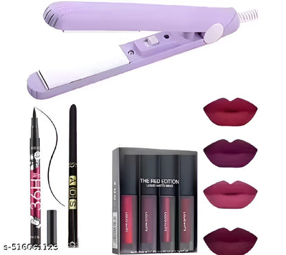 All-in-One Glam Kit  | Hair Straightener + Makeup Essentials Combo