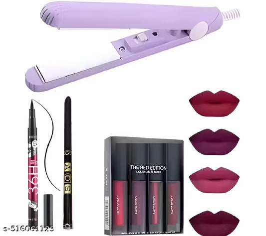 All-in-One Glam Kit  | Hair Straightener + Makeup Essentials Combo