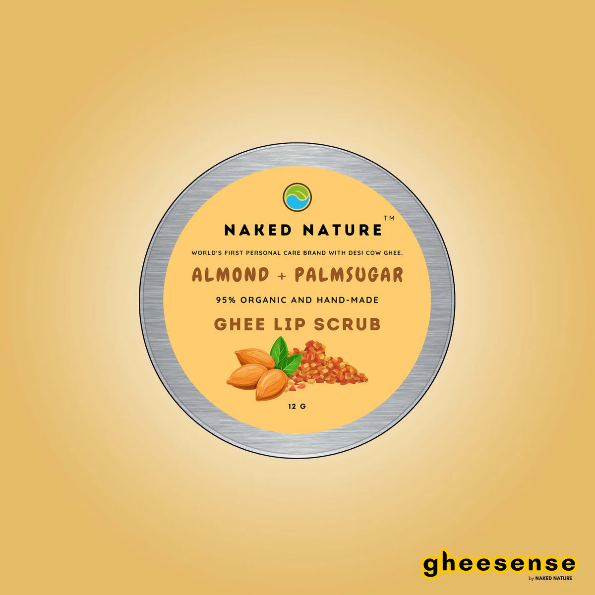 Ghee Lip Scrub (Almond, Palm sugar) (12g) - Exfoliate Dead Lip Skin Cells and Cures Chapped Lips