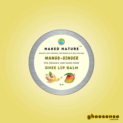 Mango, Ginger Ghee Lip Balm (12 G) - For Soft, Sweet Lips and Heals Cracks.