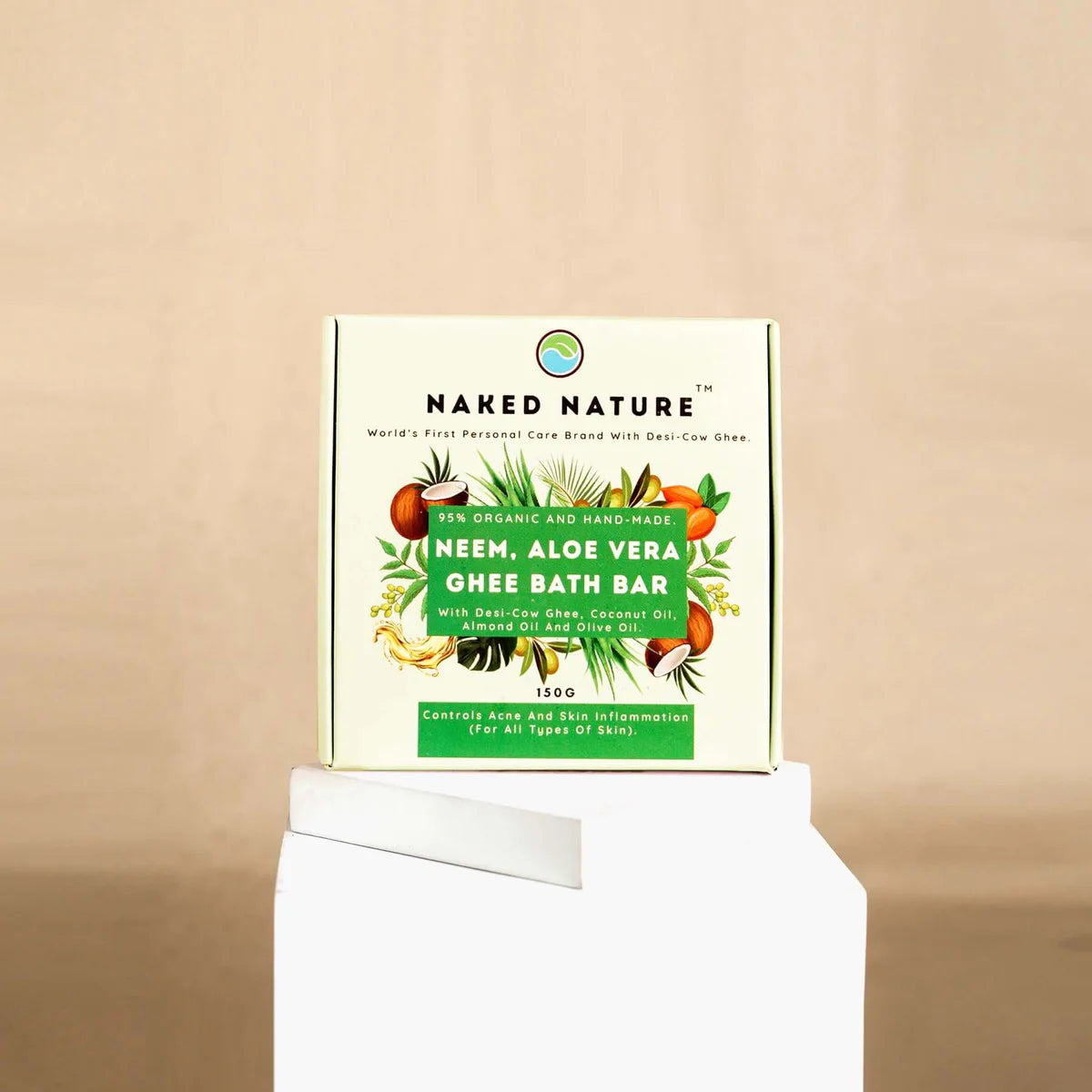 Neem, Aloevera Ghee Bath Bar (Soap) 150G- For Dry, Acne-Prone and Inflammatory Skin