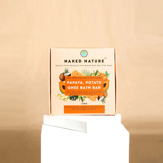 Papaya, Potato Ghee Bath Bar (Soap) 150G - For Dry, Acne-Prone, Inflammatory Skin, Eczema and Skin Tan