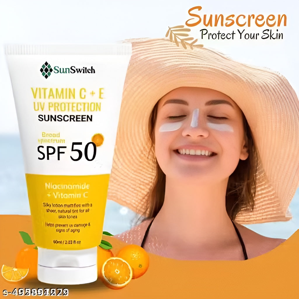 SunSwitch Vitamin C & E UV Protection Sunscreen SPF 50 | Brightening, Hydrating & Non-Greasy Daily Glow Shield .