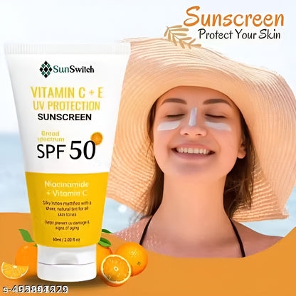 SunSwitch Vitamin C & E UV Protection Sunscreen SPF 50 | Brightening, Hydrating & Non-Greasy Daily Glow Shield .